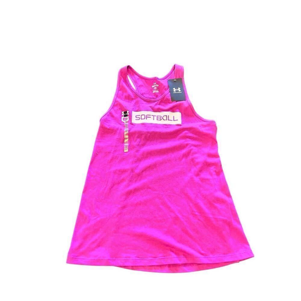 Under Armour Women's Racerback Softball Graphic Tank Top Hot Pink Size SM NWT